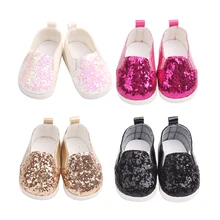 

18 inch Girls doll shoes Shiny flats dress shoes PU American newborn shoe Baby toys fit 43 cm baby dolls s164-s167