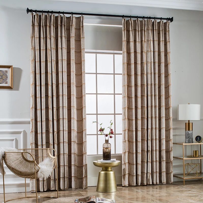 

custom curtain nordic cloth coffee window shading Thickened chenille lattice livingroom bedroom blackout curtain M644