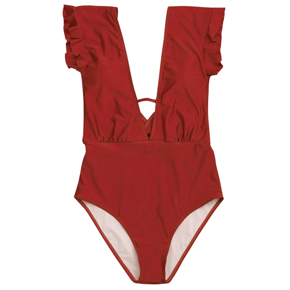 Женский сплошной купальный костюм с оборками и высокой талией|swimwear swimming|swimwear one