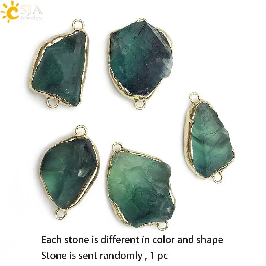 Online CSJA Natural piedra verde fluorita cristal CUENTA DE Aventurina cuero envoltura pulsera multicapa pulseras Boho Pulseira Feminina G118