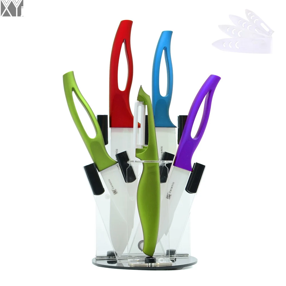 Mutli Color Kitchen Knives XYJ Brand Knife Stand+ Peeler Cooking Knives