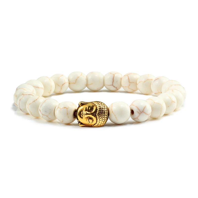 

Trendy Natural Stone Bracelets Gold/Silver Buddha Prayer Head Beads Charm Bracelets&Bangles Men Women Yoga Jewelry Friend Gifts