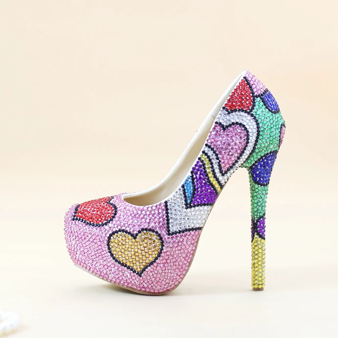 

AVVVXBW Wedding Shoes Color Contrast Diamond High-heeled Platform Shoes Woman Handmade Party Night Club Party Dress Single Shoe