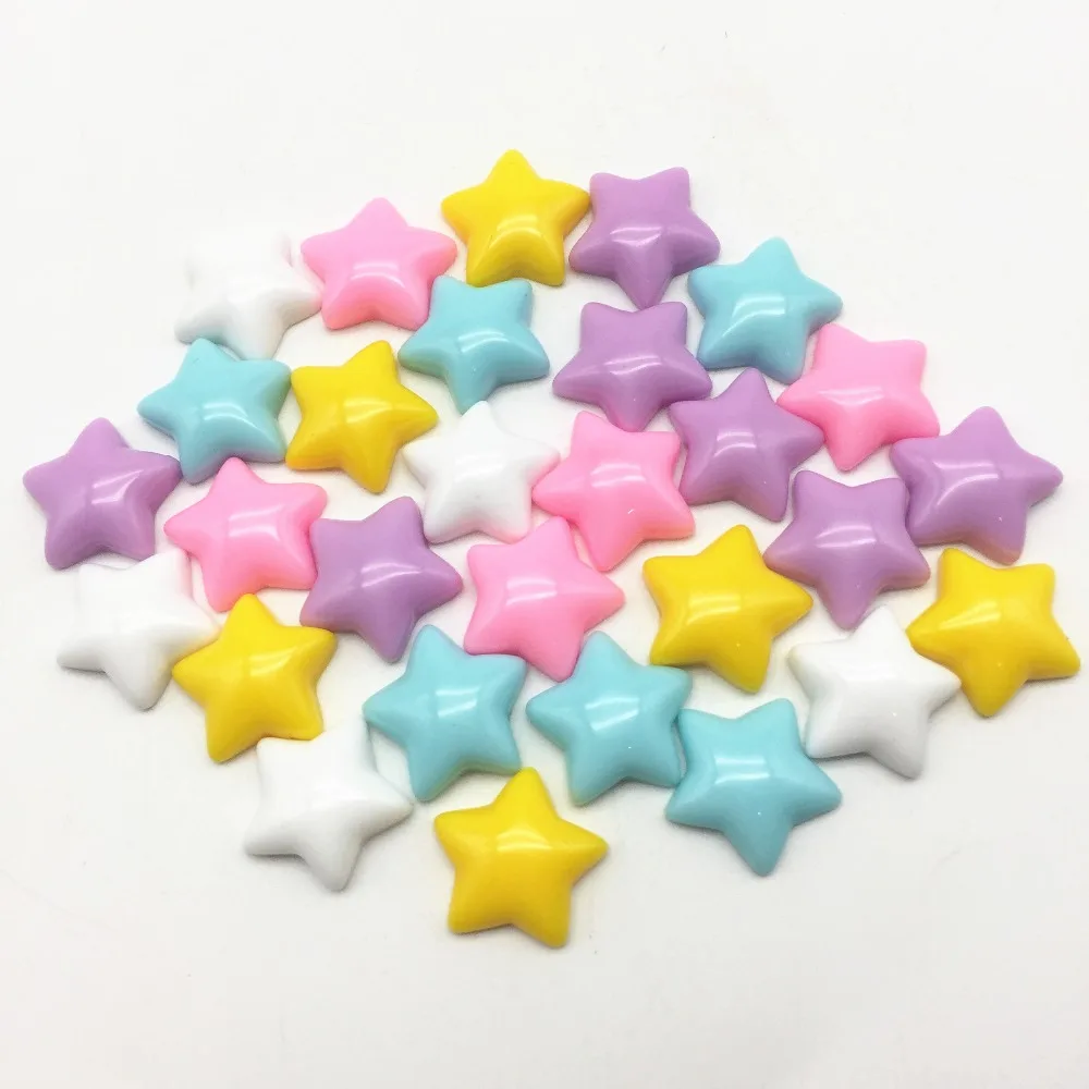 50pcs 16mm Pastel Mixed Stars Flatbacks Embellishments Resin Cabochons Scrapbooking For Phone Baby Decorations DIY Crafts