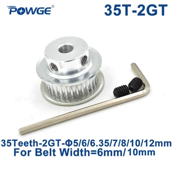 

POWGE 35 Teeth 2GT Timing Pulley Bore 5/6/6.35/7/8/10/12mm for GT2 Open Synchronous belt width 6/10mm small backlash 35Teeth 35T