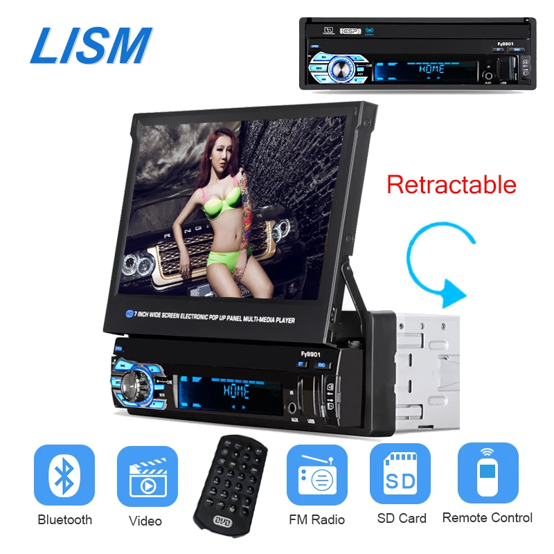 

LISM Universal 2 Din 7 inch Car MP5 Player Autoradio Bluetooth Retractable Screen Multimedia Auto Audio FM Radio USB AUX TF Play