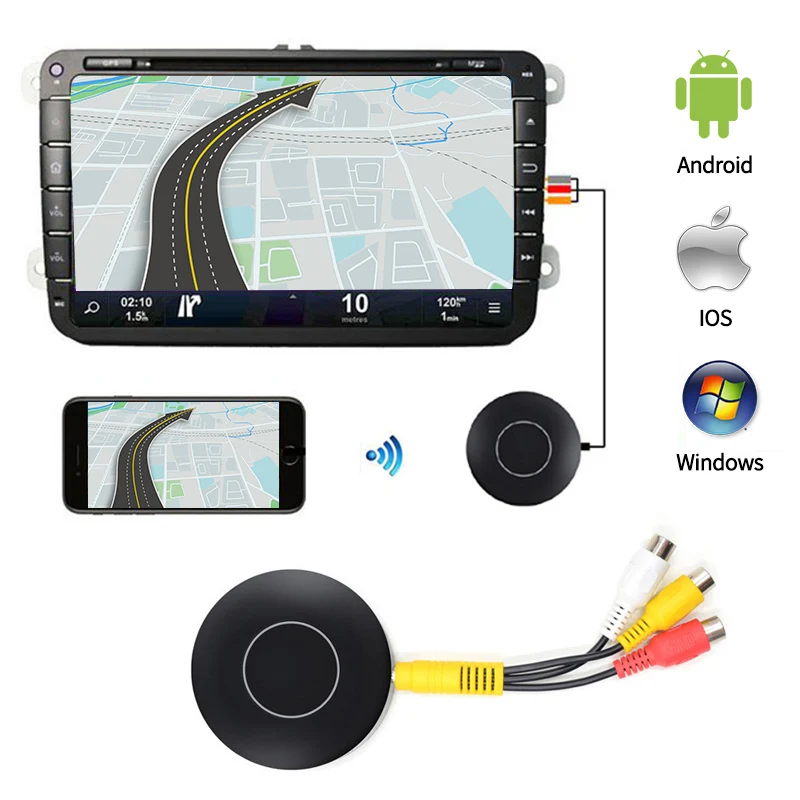 

10Pcs/lot Car wifi screen mirroring TV Dongle for Android Miracast Ios Airplay AnyCast Wireless HDMI AV RCA mini pc TV Stick t2