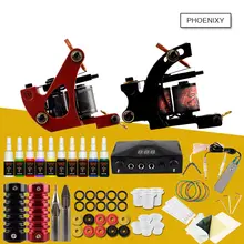 Профессиональный набор для татуировки, два тату-машинки, 20 цветов, набор пигмента, ЖК-питание, полный набор для тату-машинки