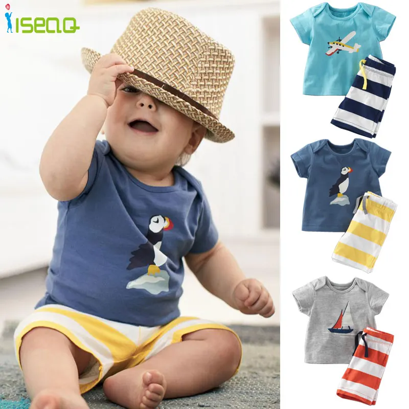 Branded 100% Cotton 2016 Baby Boys Clothing Toddler 2pcs Children Suits Summer Baby Kids Clothes Clothing Sets Short Sleeve Boys