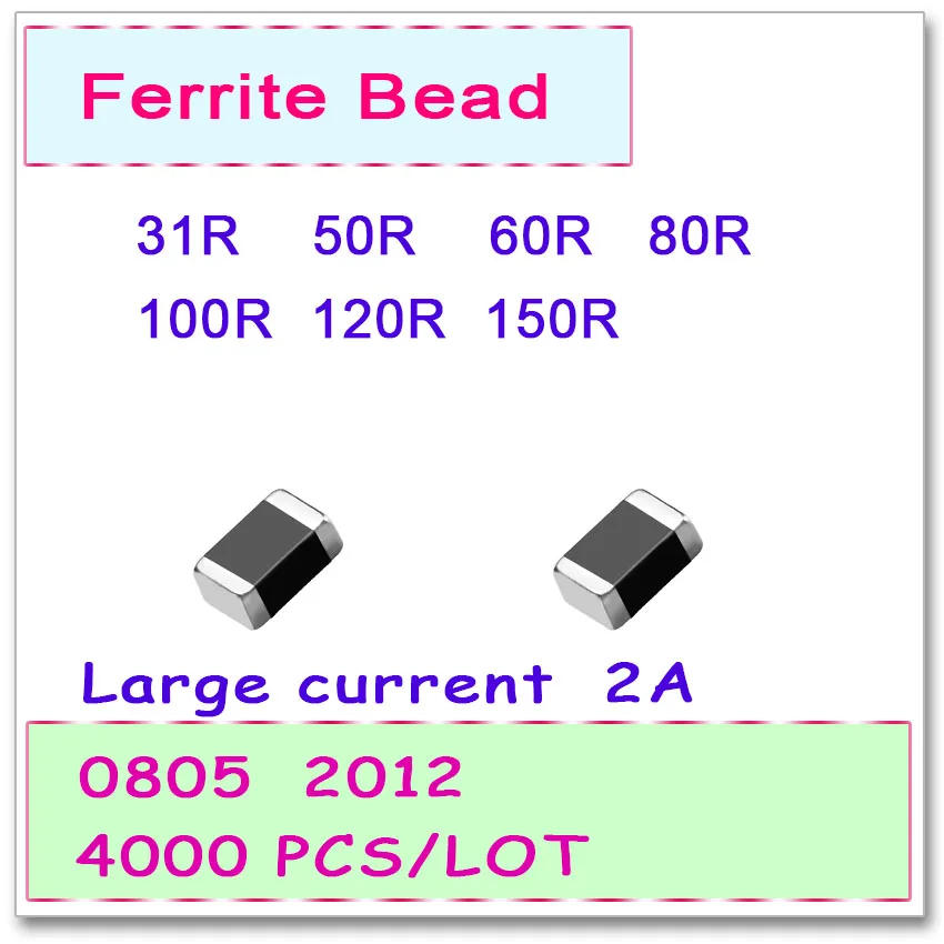 

JASNPROSMA 0805/2012 100 МГц 4000 шт 2А большой ток SMD ферритовый шарик 31R 50R 60R 80R 100R 120R 150R 25% SMD OHM FB высокое качество