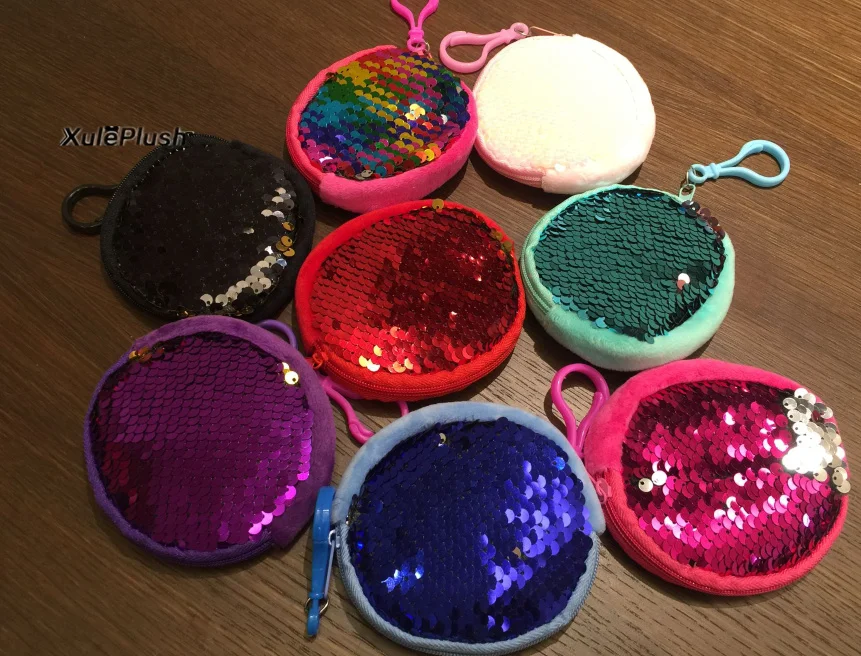 

Multi-Colors, 1x random cute new mini bright 7cm Plush Purse , kid's key hook Plush Coin bag purse