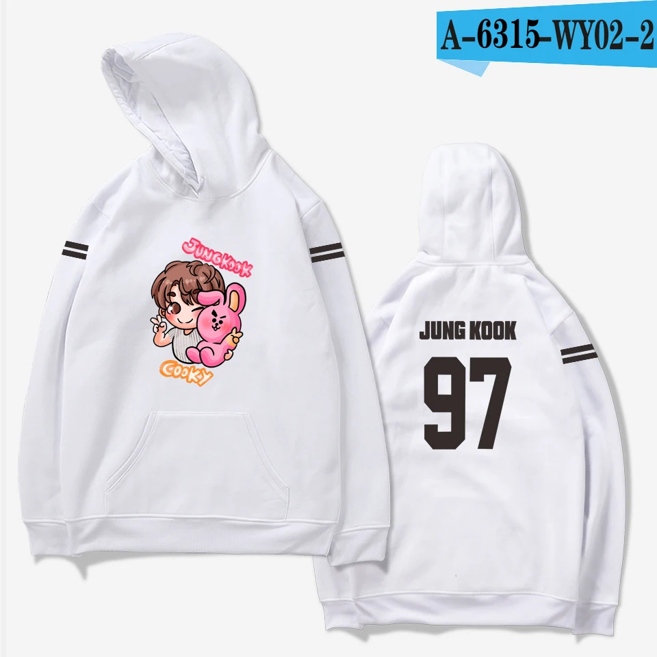 aikooki hoodies women Bangtan Boys Kpop idol Hoodies Sweatshirts Autumn Streetwear Fans Hoodies Cap Casual Clothes Plus Size - Цвет: white