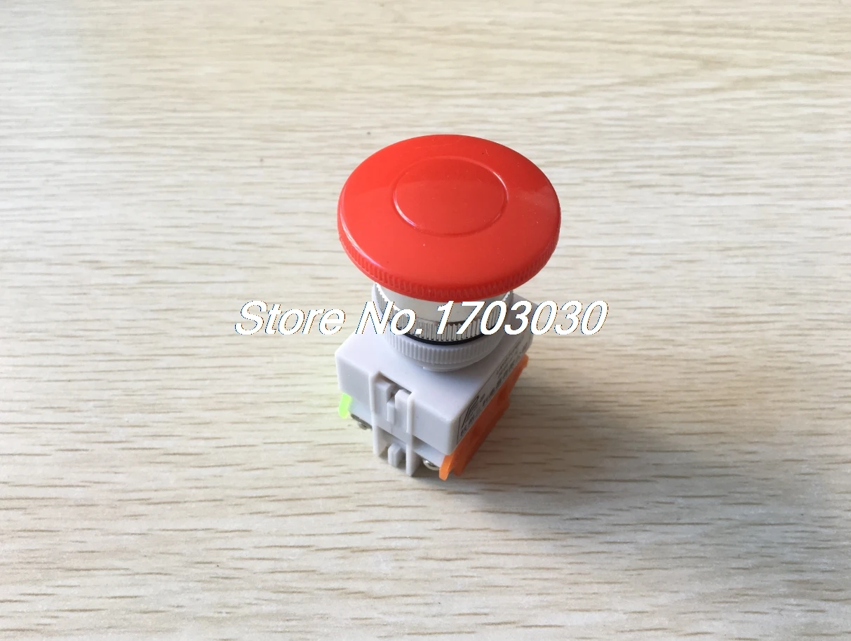 

AC 600V 10A 40mm 1.6" Red Sign Momentary Mushroom Push Button Switch 1 NO 1 NC