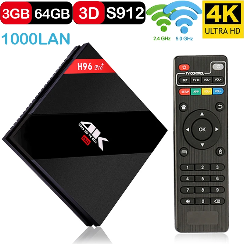 

h96 Pro Smart TV Box Amlogic S912 Octa core Set-top Box Android 7.1 3 gb 64 gb bt 4.1 1000 m LAN 4 k HDMI Media Player PK h96max