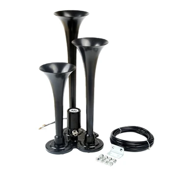 

Loud 150dB 3/Triple Trumpet Train Air Horn With 12V Electric Solenoid Black