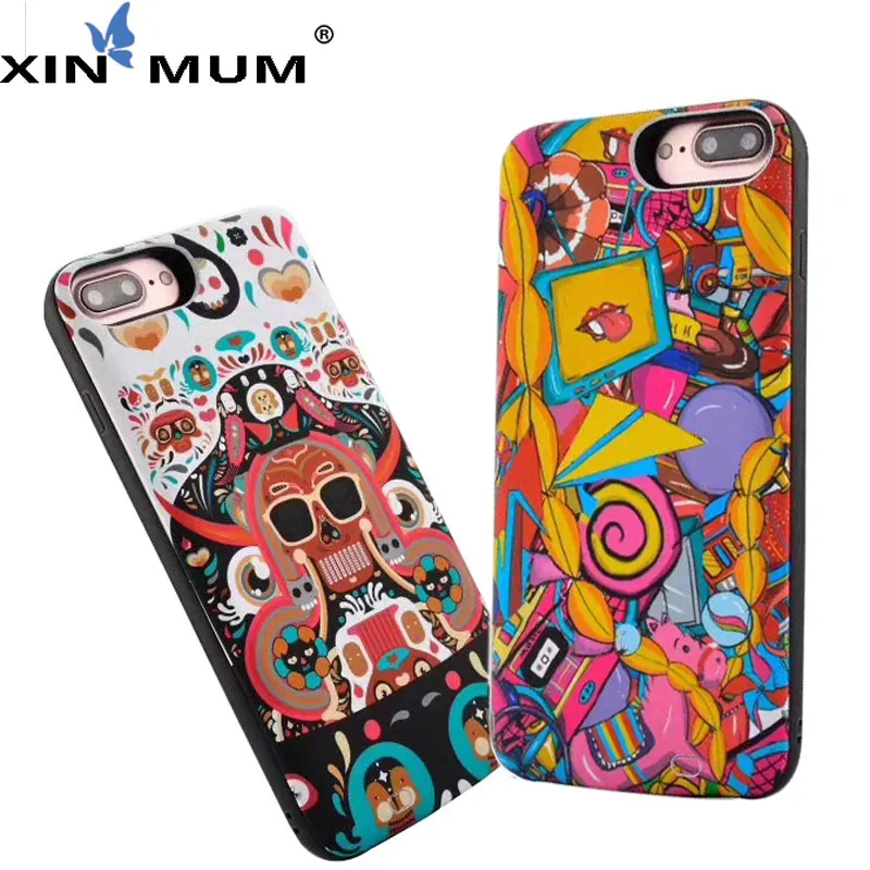 

XIN-MUM Graffiti Power Bank Charging for Apple iPhone 8 Plus 7 Plus 6S 6Plus Cartoon Animals 6000mAh Battery Charger Case