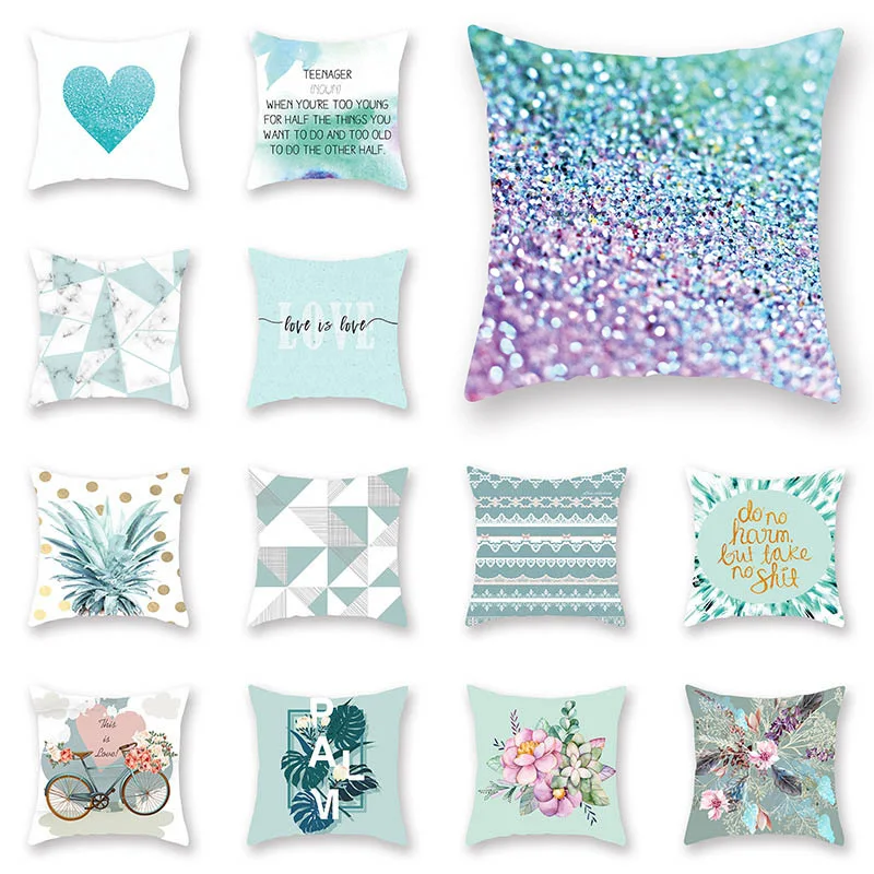 

High Quality Pillow Case Marble Texture Green Hot Sale 1PC Home cover Popular Geometric 45x45cm