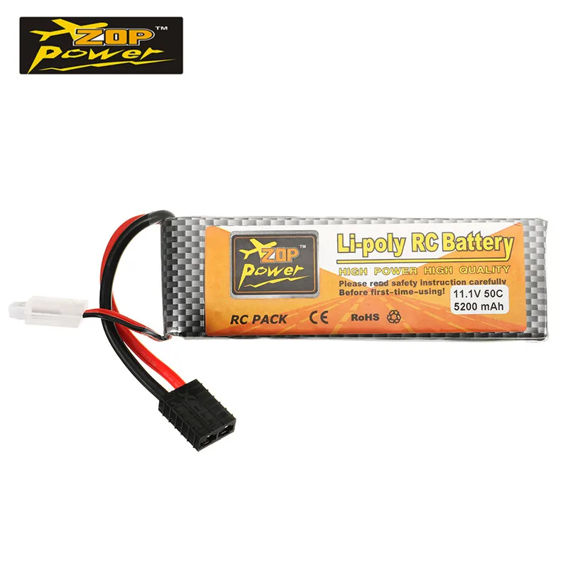 

ZOP Power 11.1V 5200mah 50C 3S Lipo Battery Rechargeable With T R X Plug for Wltoys 1/8 RC Helicopter Models Spare Part