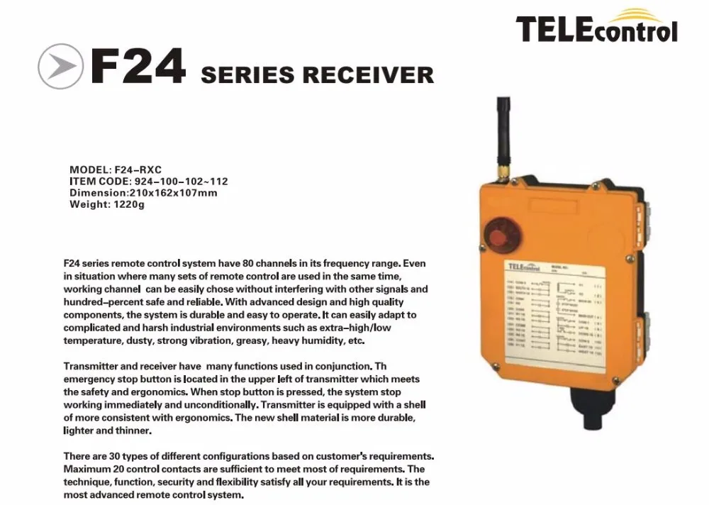 F24-6D промышленный беспроводной универсальный радиопульт дистанционного управления для мостового крана радиопульт 2 передатчика и 1 приемника
