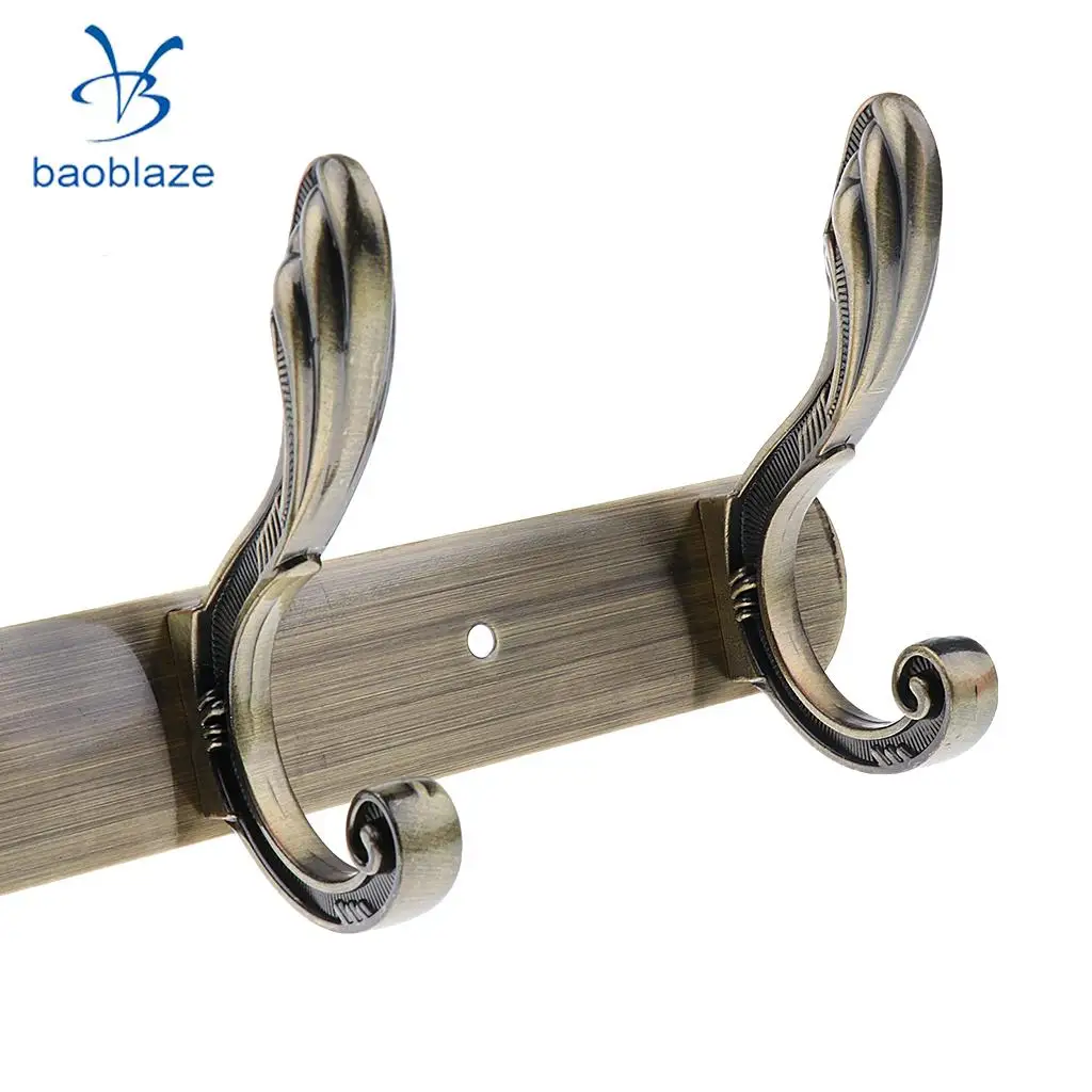 Baoblaze Wall Mounted Hook Door Hanger Coat/Hat/Clothes/Robe/Towel Hook Metal Hanger Rail Rack Holder with 5 Hook