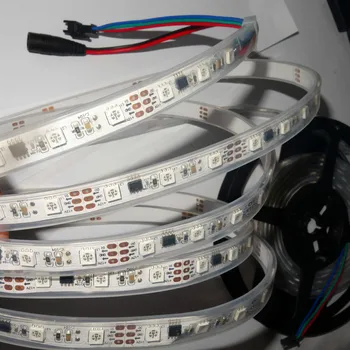 

5m DC12V WS2811 240LEDs (16ixes/m) WHITEPCB full color led digital strip;IP66;waterproof in silicon tube;WHITE PCB