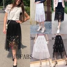 Женская Осенняя свободная Цветочная Повседневная Праздничная юбка с перьями