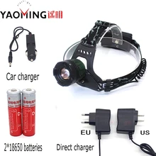 High power led headlamp CREE XM- T6 2000Lm 3 modes zoomable rechargeable bike headlight+2*18650 batteries+charger fishing torch