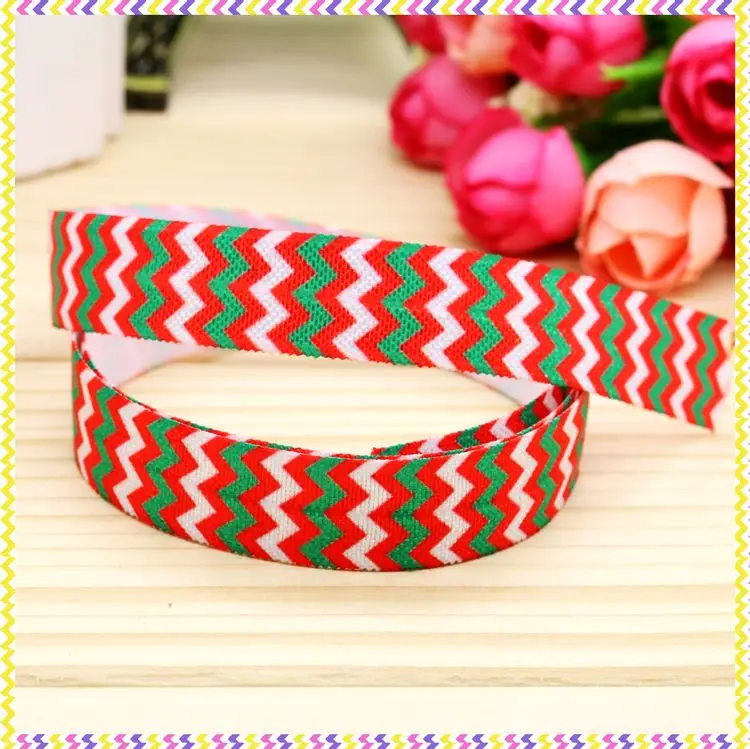 

5/8 inch Free shipping Elastic FOE christmas chevron printed headband headwear diy hair band wholesale OEM H4379