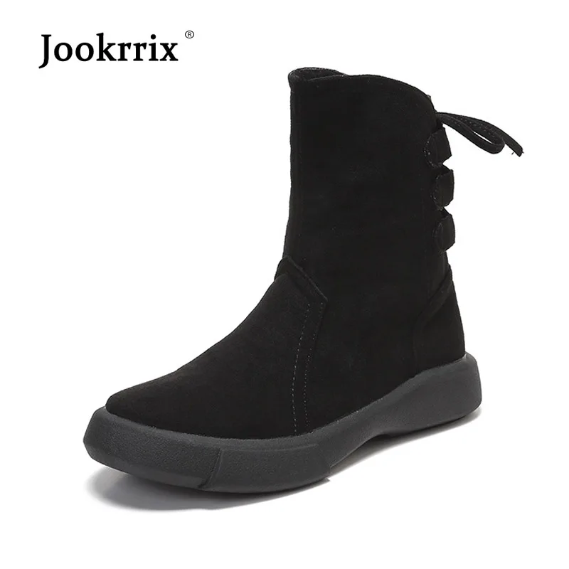 

Jookrrix botas mujer Shoes Women Fashion Brand Retro Platform Boots Lady chaussure Winter Female footware zapatos de mujer Black