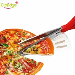 Delidge 1 шт 2 в 1 пицца ножницы Нержавеющая сталь съемный лопатка для пиццы ножницы хлебный пирог режущего инструмента пирог нож для нарезки