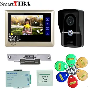 

SmartYIBA Home 1 monitor Doorbell intercom 7 LCD Video Door Phone Intercom System kit 1 Monitors 1000TVL RFID Access COMS Camera