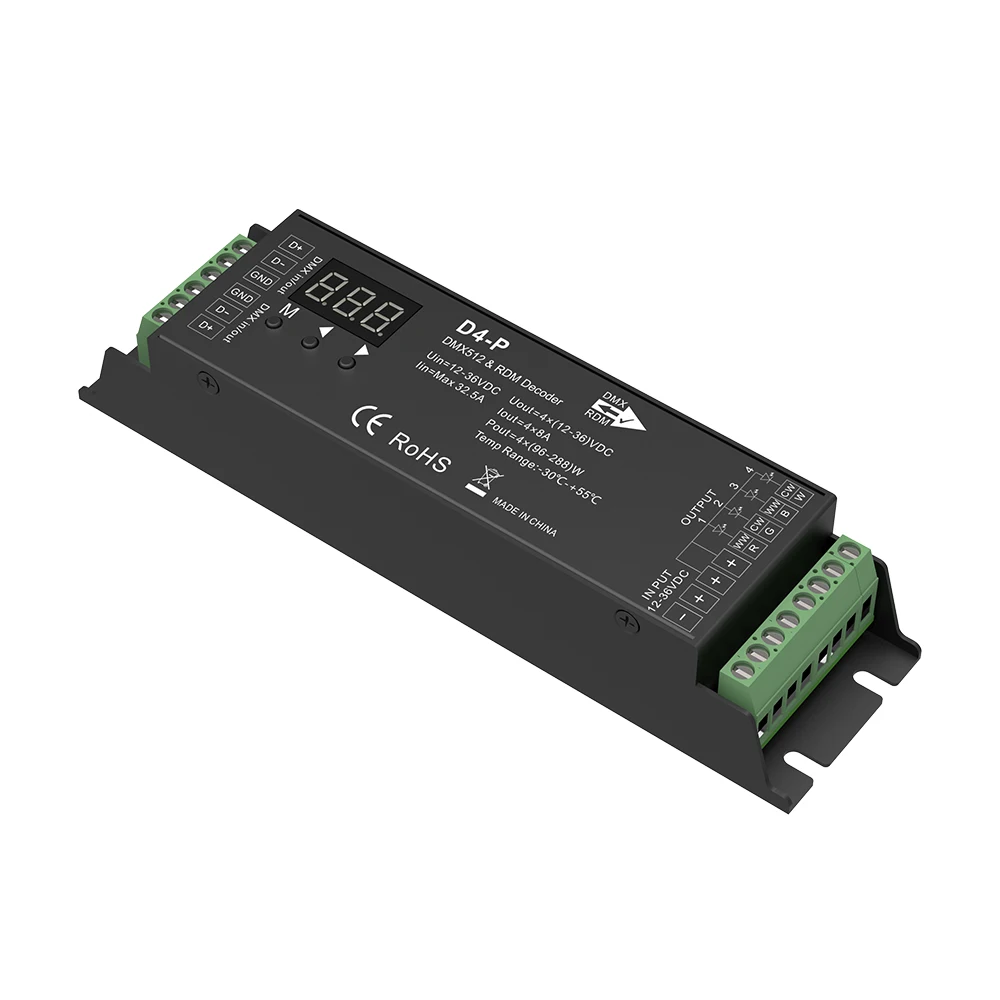 Модель # D4-P; 4 канала постоянного Напряжение DMX512 и RDM декодер