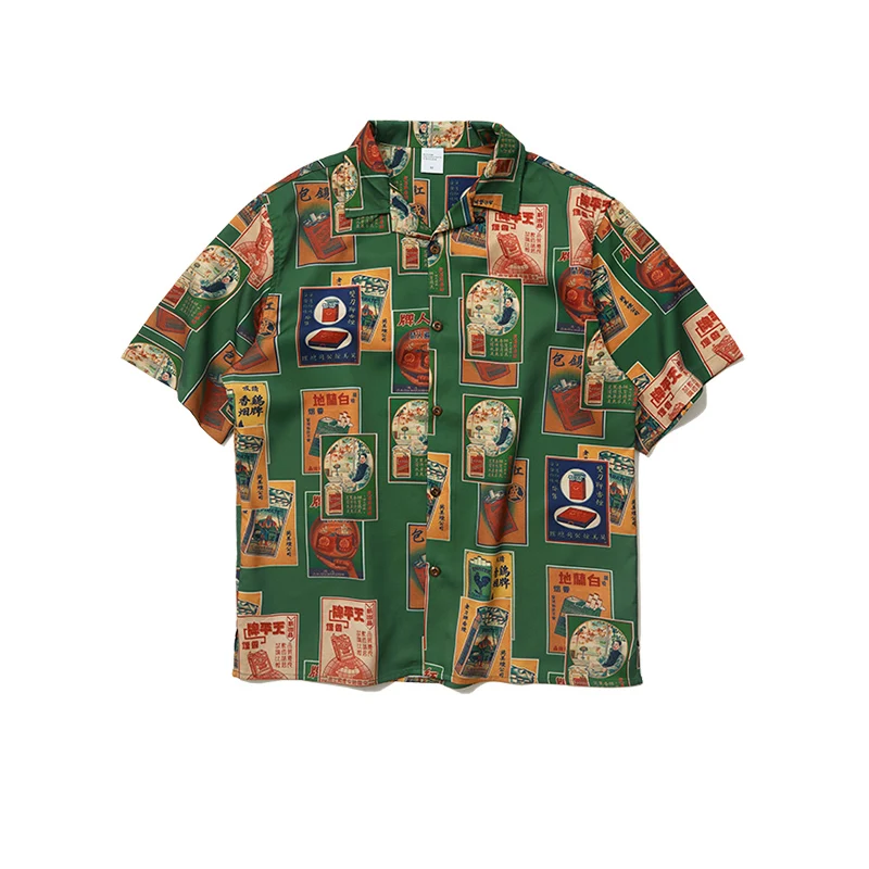 HFNF Для мужчин/мужчин повседневные рубашки ретро сигареты цифровой печати рубашка Новые летние свободные улица хип-хоп парные рубашки