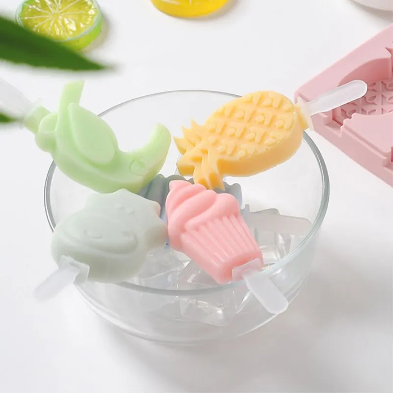 3 силиконовые полости форма для изготовления мороженого мультфильм милые формы для мороженого домашние поднос для льда мороженого Форма для замораживания формы кухонные инструменты