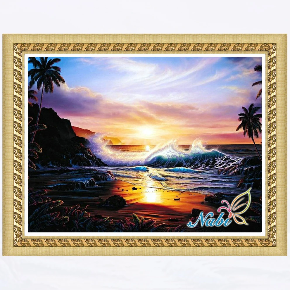

beach Sea panel 3d diy pictures 992EE - Round Diamond embroidery cross stitch diamond mosaic painting