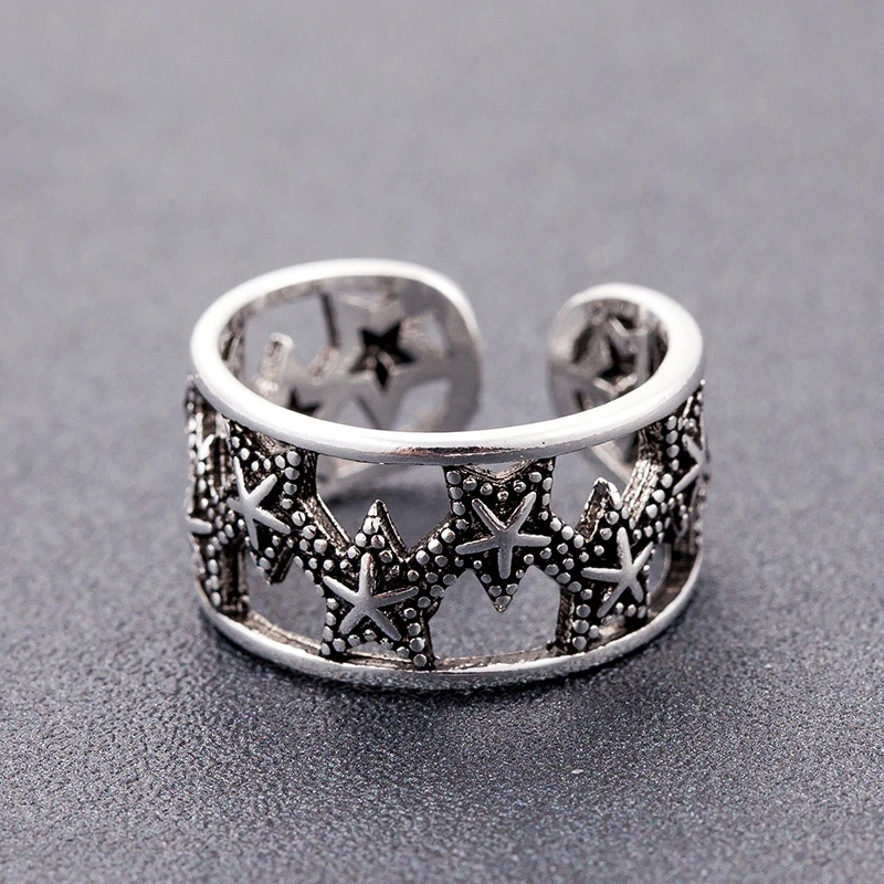 

XIYANIKE 925 Sterling Silver Vintage Jewelry Hollow Star Cubic Zirconia Open Ring Romantic Sky Star For Women Valentines Gift