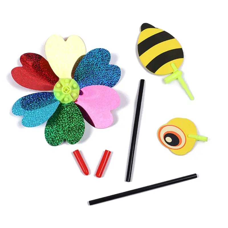 3D разноцветные Мультяшные животные насекомое пчела орнамент ветряной мельницы для дома, сада, двора газон вечерние украшения детские игрушки