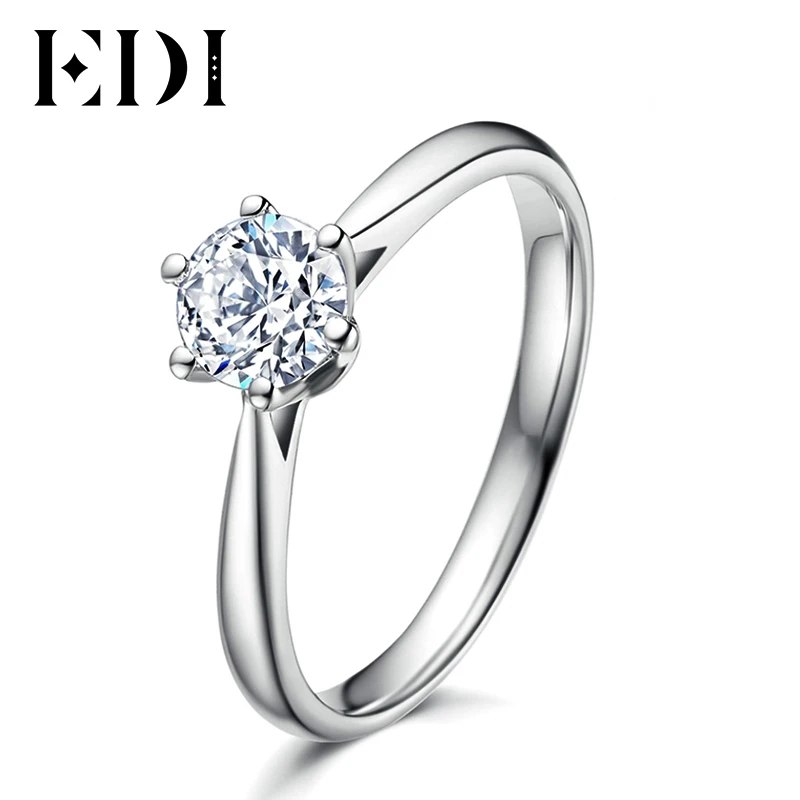 

EDI 0.4ct Solitaire 100% Moissanites Lab Grown Diamond Ring 925 Sterling Silver Ring For Women Bands Fine Jewelry