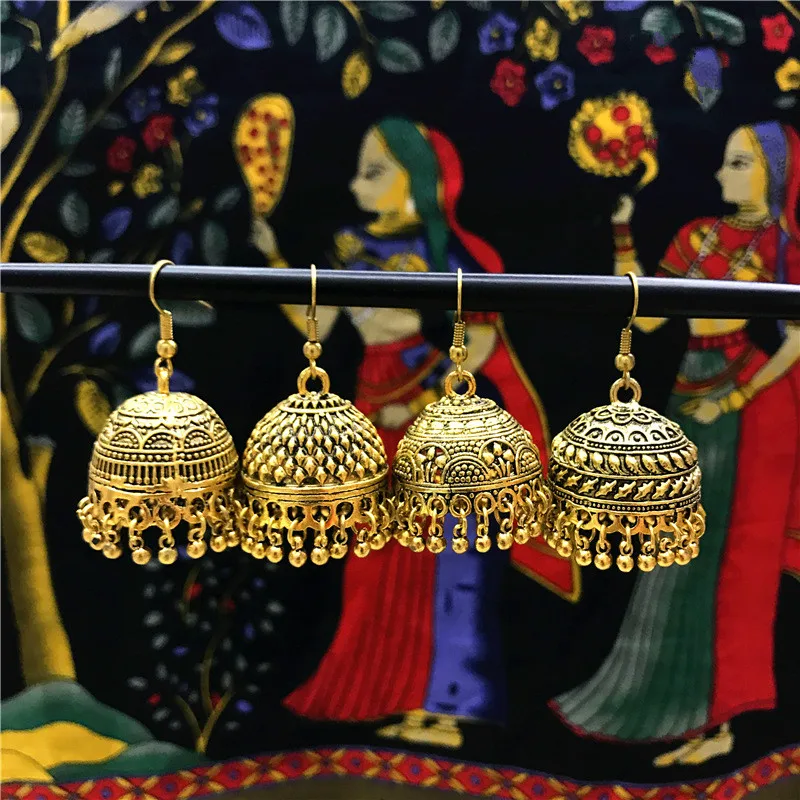 Винтажные этнические индийские серьги Jhumka Jhumki ручной работы в виде лотоса