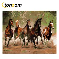 Рисованные лошади Рисованные и причудливые Diy живопись по номерам животные картина маслом на холсте Куадрос Decoracion акриловое настенное
