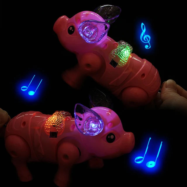 Cute Funny Electric Piglet Music Walking Pig action figure Toys Acousto-optic porket Piglet Toys for children baby Kids Pets 3