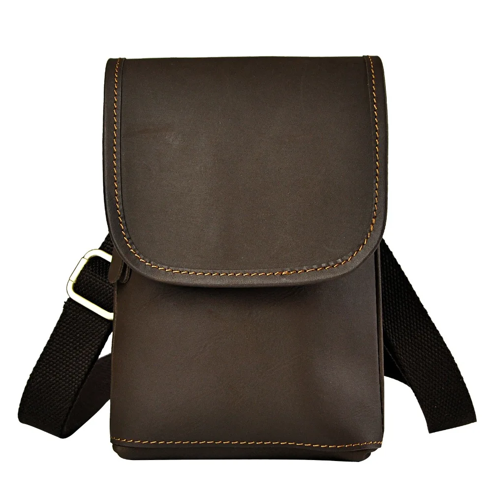 

Fashion Mens Leather Multifunction Shoulder Satchel Bag Designer Cigarette Case Phone Pouch Hook Belt Waist Bag Pack 611-10