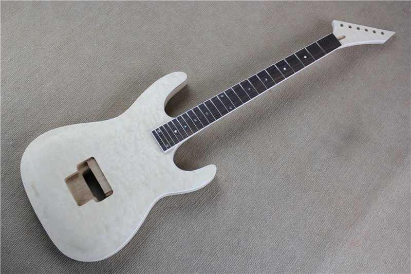 

Factory Custom Semi-finished Electric Guitar Kit(Parts) with 24 Frets,Flame Maple Veneer,Rosewood Fretboard,Offer Customized