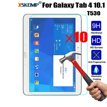 

XSKEMP 10Pcs Tempered Glass For Samsung Galaxy Tab 4 10.1" T530 T531 T535 T537 Prevent Scratch Tablet PC Screen Protector Film