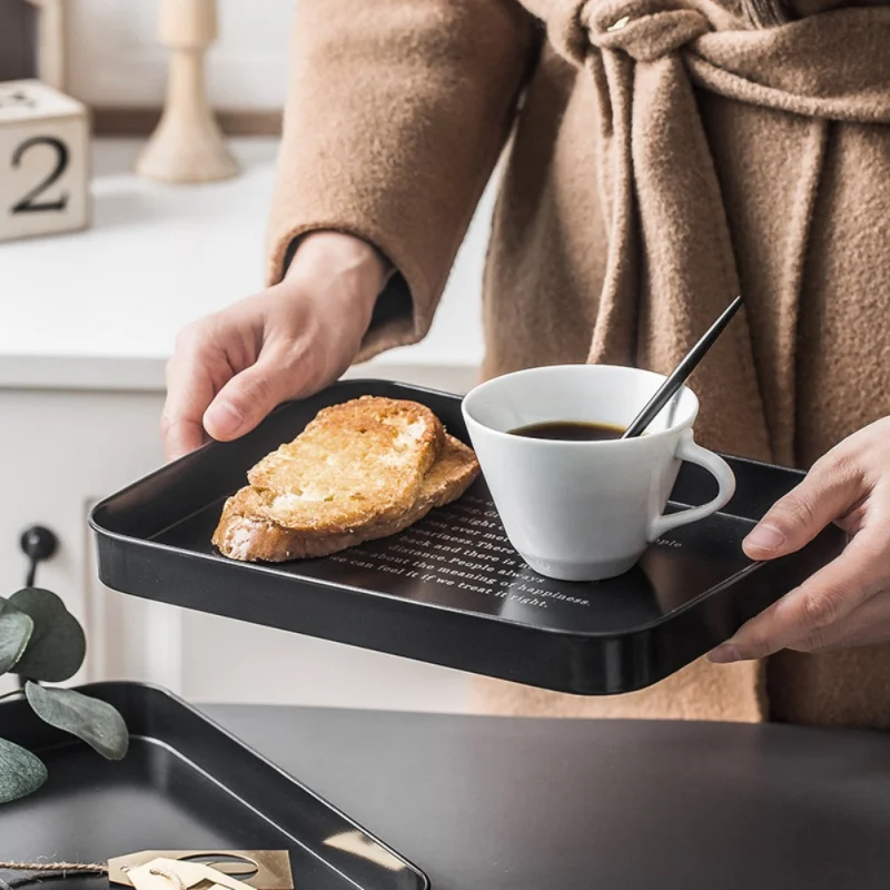 

Black Storage Tray Serving Tray With Teflon Coating Jewelry Tray Decorative Desktop Cosmetic Sundries Organizer Easy To Clean
