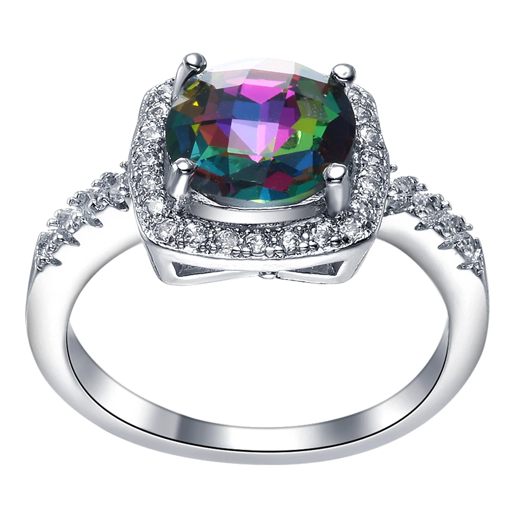 2016 Simple Love Wedding Ring With Color Zircon On High Quality Anti Allergic Fashion Jewelry Wholesale Pave Setting White Cz