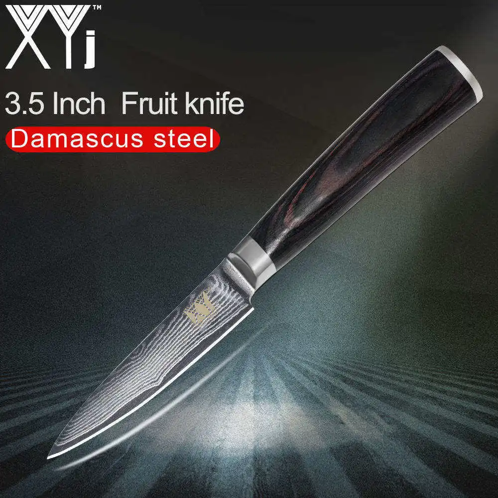 XYj Damascus Kitchen Knives VG10 Damascus Steel Japanese Kitchen Knife Slicing Chopping Santoku*2 Utility*2 Fruit Chef Knife