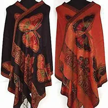 Красный/черный/фиолетовый/синий стиль женский Двусторонний Шелковый шарф-палантин шаль