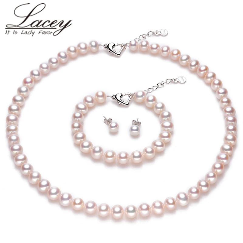 wedding Real natural pearl jewelry sets women bridesmaid cultured 925 freshwater pearl necklace bracelet mother wife gift
