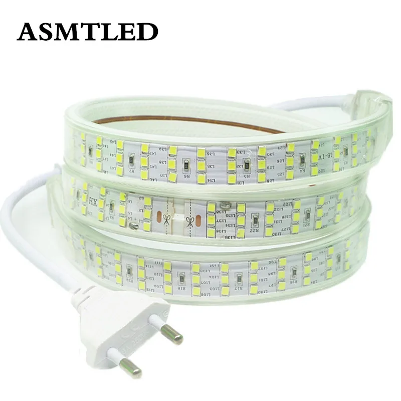 AC 220 V 2835 SMD 276 светодиодный s/m полосы света трехрядные ширина 20 мм белый/теплый белый водонепроницаемый IP67 гибкий светодиодный свет ленты